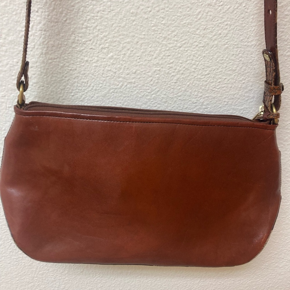 BRAHMIN Leather and Croc Embossed Cognac Shoulder Bag - Picture 7 of 7